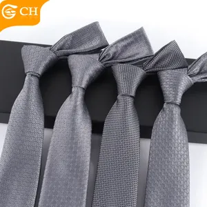 Última marca fabricantes al por mayor de moda tejido plata corbata larga elegante hombre regalo personalizado conjunto corbatas para hombres