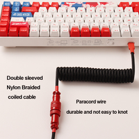 Cable para Teclado Mecánico GX16 con Conector Aviador, Cable USB Enrollado de Paracord, Cable USB-C Enrollado para Teclado