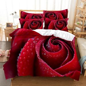 Ensemble de literie 3 pièces avec housse de couette et taies d'oreiller, imprimé numérique 3D de rose en pleine floraison, plusieurs tailles - Product Image 6