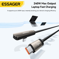 ESSAGER ES-X86 E-Marker 2 en 1, Cable de Carga Rápida USB Tipo C a C de 27W 240W con Soporte Invisible para Teléfono para iPhone y Samsung