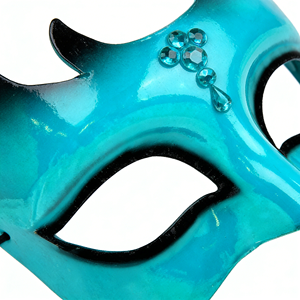 Máscara de Halloween de plástico de media cara con cuernos de demonio turquesa, estilo moderno, color azul verdoso de medianoche - Product Image 2