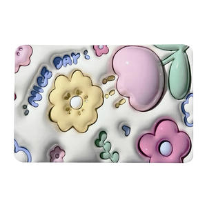 Alfombra de Baño de Tierra de Diatomeas con Diseño de Dibujos Animados, Rectangular, Antideslizante, para Entrada o Baño, con Patrón de Plantas y Flores, AP 5D001 - Product Image 1