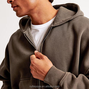 Nueva Sudadera con Capucha y Cremallera para Hombre, Personalizada de Alta Calidad, Estilo Streetwear, sin Estampado, de Gran Gramaje (400 g/m²), Oversized, de Felpa Francesa de Algodón, con Corte Cropped y Boxy - Product Image 4