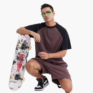 Premium Contrast Sleeve <b>Tee</b> Thickened Cotton Raglan Custom Print Men's Streetwear - Product Image 4