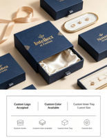 Boîte à bijoux de luxe dorée à fermeture magnétique, faite à la main, écologique, doublée de satin