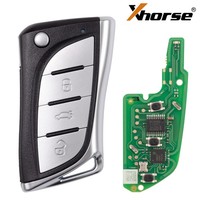 Clé à distance sans fil universelle XHORSE XNLEX0EN 3 boutons Noir ABS Comprend un programmeur pour Lexus
