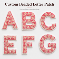Patch personnalisé en lettres perlées, initiales, appliqué, badge à coudre ou à repasser pour vêtements de filles, vestes, sacs, chapeaux, chaussures