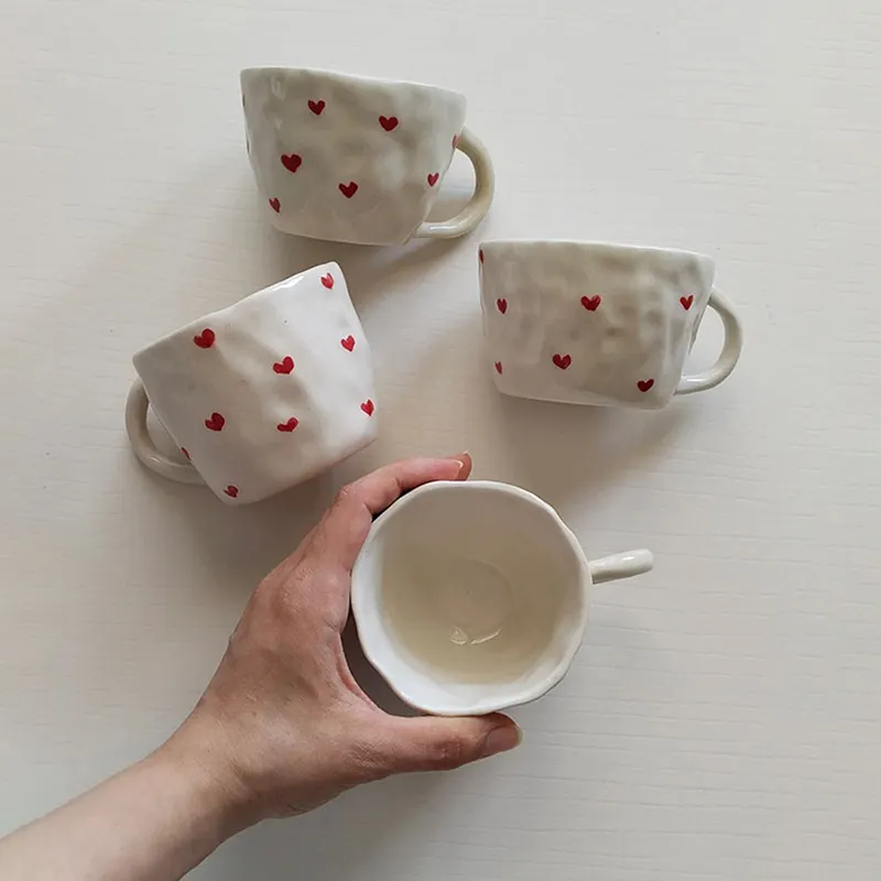 2024 couple lover gift porcelain coffee tea cup custom logo printed heart ceramic Valentines Day mug