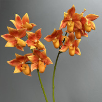 PPS Grosir 5 Tangkai Anggrek Lady Slipper Bunga Artificial 64cm Anggrek Lady Slipper Realistis untuk Dekorasi Meja Rumah