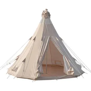 豪华酒店豪华野营帐篷帆布bell tent 3M出售帐篷蒙古包露营帐篷防蚊纱窗门窗