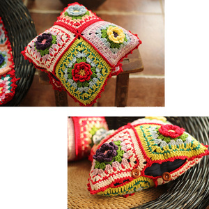 Y-F 34*34 Bohème Vintage Crochet Granny Place <span class=keywords><strong>Hippie</strong></span> Décoratif Fleur Coussin Throw Canapé Taie d'oreiller - Product Image 5