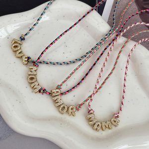 Collier Pendentif Personnalisé en Cuivre Plaqué Or avec Zircon et Chaîne Cordon Colorée, Idéal pour le Dropshipping et <span class=keywords><strong>les</strong></span> Cadeaux - Product Image 3
