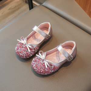 <span class=keywords><strong>Scarpe</strong></span> da Ballo per Bambine Stile Principessa Anna con Strass Luccicanti e Motivo Floreale, Suola Morbida, Chiusura in Velcro - Product Image 1