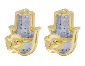 <b>Silver</b> Hamsa Hand Hip Hop Earrings with Lab Grown Diamonds Stylish 10K Gold Inspired Jewelry for Women Fashion - Product Image 4
