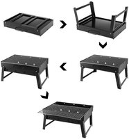 Mini Barbecue à Charbon Portable Pliant pour Extérieur – Outils de Grillade pour Camping Randonnée Pique-niques Noir, Taille 35*27*20 cm