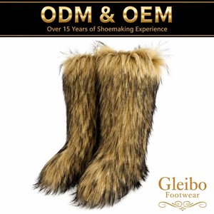 Stivali da neve da donna personalizzati ODM OEM all'ingrosso, caldi e morbidi, con punta sfumata in pelliccia sintetica di procione, alti fino al ginocchio, per l'inverno e il freddo - Product Image 1