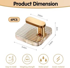 Luxury Gold Transparent Traceless Modern Stylish Eco-Friendly Multifunctional Wall Adhesive <b>Hook</b> Hanger - Product Image 2