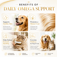 Vente en gros de 180 comprimés à mâcher Omega 3 6 9 pour animaux de compagnie, supplément d'huile de saumon EPA DHA pour chiens et chats, pour un pelage brillant et un bien-être cutané