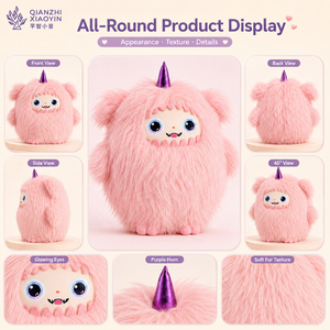 Peluche de monstruo <span class=keywords><strong>rosa</strong></span> AI Gummy Beast con cuerno de unicornio morado, pelo ultralargo, 3 modelos de IA, ChatGPT, enciclopedia, más de 50 idiomas, WiFi - Product Image 4