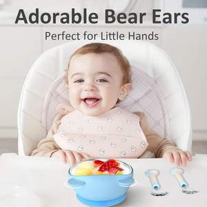 2 en 1 de acero inoxidable SUS304 cuencos para bebés, contenedor de aperitivos para niños pequeños, succión de silicona extraíble, antiescaldado, comedor no tóxico para niños 4 - Product Image 4