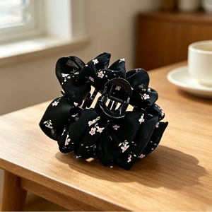 Elegant floral ruffled hair <b>clip</b> for women, perfect for updos, cute shark <b>clips</b>, and hair accessories for thick hair. - Product Image 3
