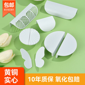 Chinese Style <b>Copper</b> Cabinet Handle Geometric Shape Easy Installation For Cabinet <b>Doors</b> - Product Image 5