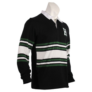 Custom 350gsm Long Sleeve Stripe Knitted Rugby Jersey for School <strong>Leavers</strong> Embroidered Patches on Football Jumper - Product Image 3