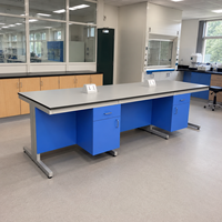 Plan de travail de laboratoire en résine époxy avec cadre en acier et prise électrique, table de travail de laboratoire, postes de travail ESD robustes