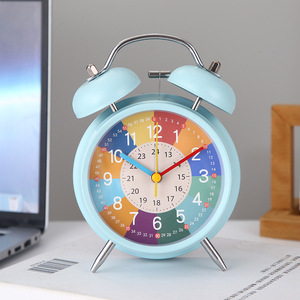 Giá rẻ cổ điển analog Đồng hồ bàn cho trẻ em phòng ngủ du lịch đồng hồ kim loại Loud Twin chuông đồng hồ báo thức với tùy chỉnh in ấn - Product Image 3