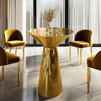 Ensemble de table à manger moderne en acier inoxydable pour mariage, avec plateau en verre et pieds en métal, design réglable, pour la maison, le bar, l'hôtel, 2 chaises, à assembler