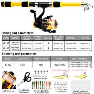 Ensemble de <span class=keywords><strong>canne</strong></span> à pêche en <span class=keywords><strong>mer</strong></span> pour débutants, <span class=keywords><strong>canne</strong></span> en plastique renforcé de fibre de verre à longue portée avec moulinet, options 15M/18M pour débutants - Product Image 2