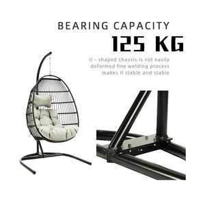 Single Rocking Basket Round Frame Hanging EGG <b>Garden</b> Rattan <b>Swing</b> Chair - Product Image 6