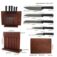 Ensemble de couteaux de cuisine KITCHENCARE OEM avec bloc en bambou et planche à découper, ensemble de couteaux de chef en acier inoxydable pour la cuisine à domicile