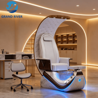 Fauteuil de Pédicure Multifonctionnel de Luxe avec Spa à Jets Lumineux et Massage des Pieds pour Salon de Manucure