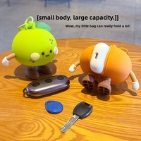 Porte-monnaie créatif en silicone en forme d'orange, porte-clés, pendentif, étui pour écouteurs de dessin animé, breloque de poupée, cadeau