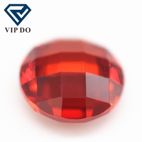 3-12Mm Round Double Checker Board Cut Orange/Oranye Merah Batu Permata Longgar Sintetis Bentuk Bulat Double Turtle Wajah CZ Batu Permata