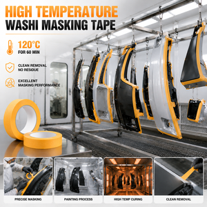 120 ° شريط لاصق مقاوم للحرارة للطلاء بالرش والطلاء الصناعي وإعادة طلاء السيارات، لا يترك بقايا، شريط واشي - Product Image 3