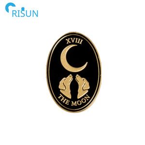 Gros Dark Punk Tarot émail épinglette Logo personnalisé ensemble soleil lune oiseau Lion étoile Justice mort Tarot cartes épingles Badge broche - Product Image 4