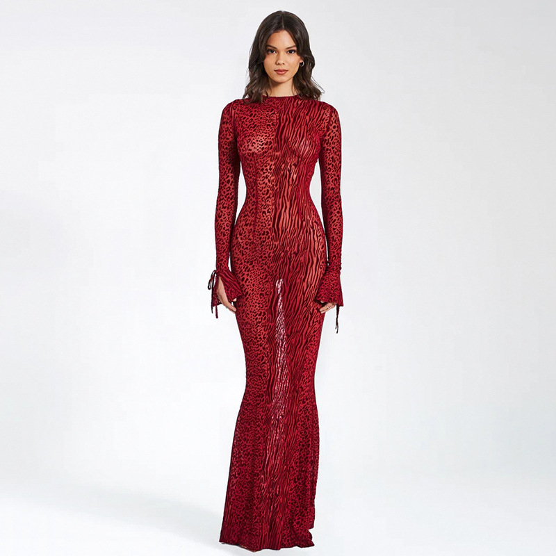 Red Leopard Print Dress - 2025 Vintage Maxi Style