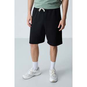 Shorts pour homme en coton noir, épais, doux, texturé, coupe standard, basique - 81275 - Noir - Product Image 1