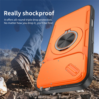 Funda Protectora para Teléfono con Cubierta Deslizante para Cámara, para iPhone 17 16 15 Pro Max, con Anillo de Soporte de 360 Grados, Anticolisión, TPU y PC