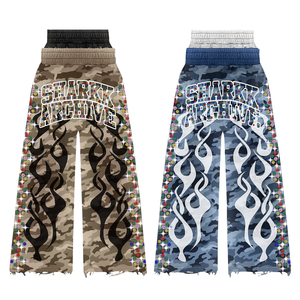Pantaloni della <span class=keywords><strong>tuta</strong></span> in strass svasati di spugna francese a doppia vita con lavaggio a gamba dritta in cotone <span class=keywords><strong>oversize</strong></span> - Product Image 4