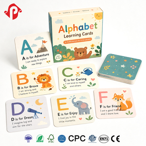 Cartes éducatives personnalisées OEM pour enfants : Jeu de cartes d'affirmation, apprentissage de l'alphabet, cartes flash en papier épais pour enfants, cartes cognitives - Product Image 1