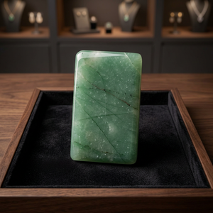 Gemma rettangolare di <span class=keywords><strong>giada</strong></span> verde naturale lucidata per la creazione di gioielli - Product Image 2