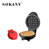 Gaufrier électrique Sokany rouge mini avec plaques antiadhésives 350W 08157