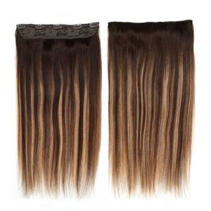Extensions de cheveux naturels vierges Remy soyeux russes à clipser, ondulés, double trame, faits à la machine, doux, 1 pièce, toutes couleurs - Product Image 1