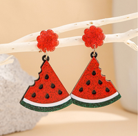 Boucles d'oreilles fruits pour filles mignonnes, bijoux nouvelle mode, couleur néon, résine cerise, boucles d'oreilles géométriques fraise, vente en gros