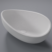 Évier de comptoir en pierre de résine, lavabo en pierre de surface solide, lavabo de salle de bain en acrylique pur