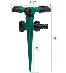 Aspersor automático giratorio para jardín, sistema de riego rotativo de agua de 3 brazos, a prueba de fugas