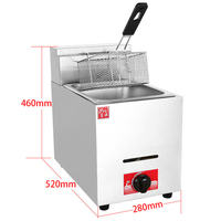 Friteuse à gaz professionnelle de luxe à cuve unique en acier inoxydable, haute température, facile à utiliser, avec panier - Marque FuQi, garantie 1 an